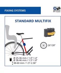 SEGGIOLINO POSTERIORE NERO E ROSSO PER BICICLETTA PER BAMBINI, MAX. 22 KG, DA 3 A 8 ANNI - SI FISSA AL TELAIO