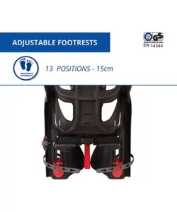 SEGGIOLINO POSTERIORE NERO E ROSSO PER BICICLETTA PER BAMBINI, MAX. 22 KG, DA 3 A 8 ANNI - SI FISSA AL PORTAPACCHI