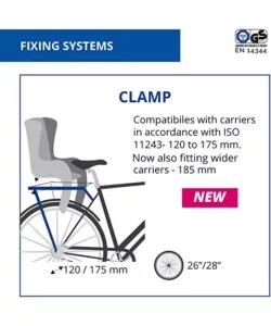 SEGGIOLINO POSTERIORE BLU PER BICICLETTA PER BAMBINI, MAX. 22 KG, DA 3 A 8 ANNI - SI FISSA AL PORTAPACCHI