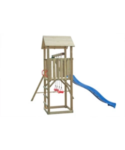 GIOCO DA GIARDINO PER BAMBINI CON TORRETTA SINGOLA, SCIVOLO E ALTALENA, 320X280X265 CM