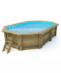 PISCINA OTTAGONALE IN LEGNO DI PINO IMPREGNATO IN AUTOCLAVE, 486X336 CM