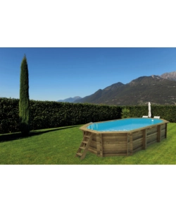 PISCINA OTTAGONALE IN LEGNO DI PINO IMPREGNATO IN AUTOCLAVE, 657X407 CM