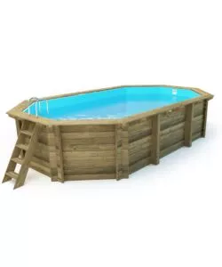 PISCINA OTTAGONALE IN LEGNO DI PINO IMPREGNATO IN AUTOCLAVE, 657X407 CM