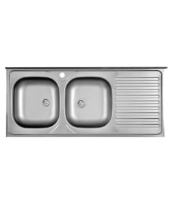 Lavello da cucina con doppia vasca a sinistra e gocciolatoio 120x50 cm