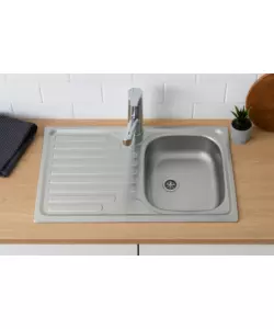 Lavello da cucina con singola vasca a destra e gocciolatoio 80x50 cm