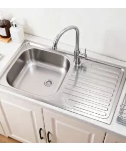 Lavello da cucina con singola vasca a sinistra e gocciolatoio 80x50 cm