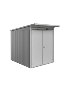 CASETTA DA GIARDINO BIOHORT "AVANTGARDE A2" IN ACCIAIO ZINCATO COLORE ARGENTO METALLIZZATO CON PORTA BATTENTE DOPPIA 180X260X218 CM