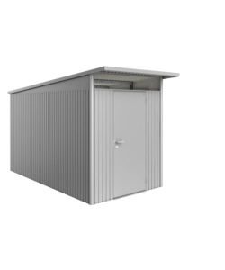 CASETTA DA GIARDINO BIOHORT "AVANTGARDE A4" IN ACCIAIO ZINCATO COLORE ARGENTO METALLIZZATO CON PORTA BATTENTE SEMPLICE 180X380X222 CM