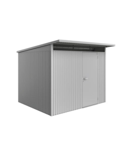 CASETTA DA GIARDINO BIOHORT "AVANTGARDE A6" IN ACCIAIO ZINCATO COLORE ARGENTO METALLIZZATO CON PORTA BATTENTE SEMPLICE 260X260X218 CM