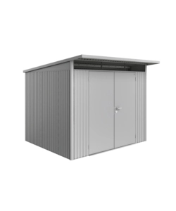 CASETTA DA GIARDINO BIOHORT "AVANTGARDE A6" IN ACCIAIO ZINCATO COLORE ARGENTO METALLIZZATO CON PORTA BATTENTE DOPPIA 260X260X218 CM