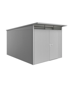 CASETTA DA GIARDINO BIOHORT "AVANTGARDE A8" IN ACCIAIO ZINCATO COLORE ARGENTO METALLIZZATO CON PORTA BATTENTE SEMPLICE 260X380X222 CM