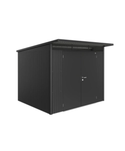 CASETTA DA GIARDINO BIOHORT "AVANTGARDE A6" IN ACCIAIO ZINCATO COLORE GRIGIO SCURO METALLIZZATO CON PORTA BATTENTE DOPPIA 260X260X218 CM