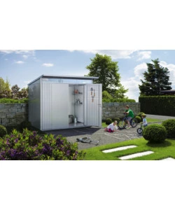 CASETTA DA GIARDINO BIOHORT "AVANTGARDE A7" IN ACCIAIO ZINCATO COLORE GRIGIO SCURO METALLIZZATO CON PORTA BATTENTE SEMPLICE 260X300X218 CM