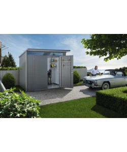 CASETTA DA GIARDINO BIOHORT "AVANTGARDE A8" IN ACCIAIO ZINCATO COLORE GRIGIO SCURO METALLIZZATO CON PORTA BATTENTE SEMPLICE 260X380X222 CM