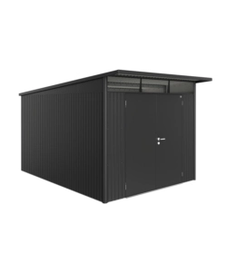 CASETTA DA GIARDINO BIOHORT "AVANTGARDE A8" IN ACCIAIO ZINCATO COLORE GRIGIO SCURO METALLIZZATO CON PORTA BATTENTE DOPPIA 260X380X222 CM
