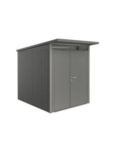 CASETTA DA GIARDINO BIOHORT "AVANTGARDE A2" IN ACCIAIO ZINCATO COLORE GRIGIO QUARZO METALLIZZATO CON PORTA BATTENTE DOPPIA 180X260X218 CM