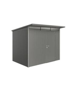 CASETTA DA GIARDINO BIOHORT "AVANTGARDE A5" IN ACCIAIO ZINCATO COLORE GRIGIO QUARZO METALLIZZATO CON PORTA BATTENTE SEMPLICE 260X220X218 CM