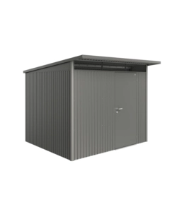 CASETTA DA GIARDINO BIOHORT "AVANTGARDE A6" IN ACCIAIO ZINCATO COLORE GRIGIO QUARZO METALLIZZATO CON PORTA BATTENTE SEMPLICE 260X260X218 CM