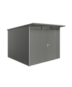 CASETTA DA GIARDINO BIOHORT "AVANTGARDE A7" IN ACCIAIO ZINCATO COLORE GRIGIO QUARZO METALLIZZATO CON PORTA BATTENTE SEMPLICE 260X300X218 CM