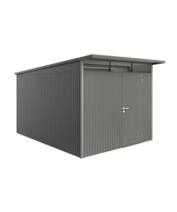 CASETTA DA GIARDINO BIOHORT "AVANTGARDE A8" IN ACCIAIO ZINCATO COLORE GRIGIO QUARZO METALLIZZATO CON PORTA BATTENTE SEMPLICE 260X380X222 CM