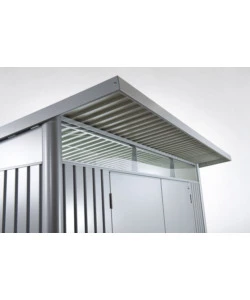 CASETTA DA GIARDINO BIOHORT "AVANTGARDE A8" IN ACCIAIO ZINCATO COLORE GRIGIO QUARZO METALLIZZATO CON PORTA BATTENTE SEMPLICE 260X380X222 CM