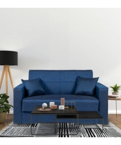 DIVANO LETTO "NORA" 2 POSTI IN TESSUTO BLU, 155X80X87 CM