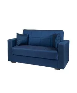 DIVANO LETTO "NORA" 2 POSTI IN TESSUTO BLU, 155X80X87 CM