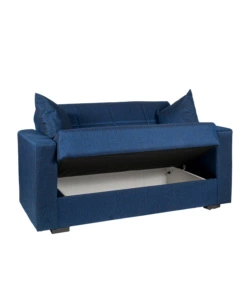 DIVANO LETTO "NORA" 2 POSTI IN TESSUTO BLU, 155X80X87 CM