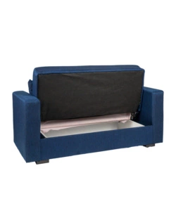 DIVANO LETTO "NORA" 2 POSTI IN TESSUTO BLU, 155X80X87 CM