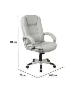 SEDIA UFFICIO BELLAHOME "COLUMBIA" CON BRACCIOLI IN ECOPELLE GRIGIO 66,5X70X109-118 CM