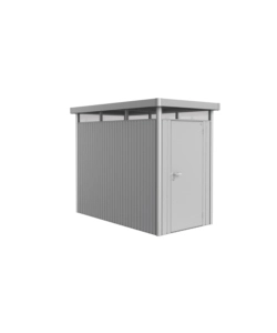 CASETTA DA GIARDINO BIOHORT "HIGHLINE HS" IN ACCIAIO ZINCATO COLORE ARGENTO METALLIZZATO CON PORTA BATTENTE SEMPLICE 155X275X222 CM - COD. 83010