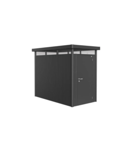 CASETTA DA GIARDINO BIOHORT "HIGHLINE HS" IN ACCIAIO ZINCATO COLORE GRIGIO SCURO METALLIZZATO CON PORTA BATTENTE SEMPLICE 155X275X222 CM - COD. 84010