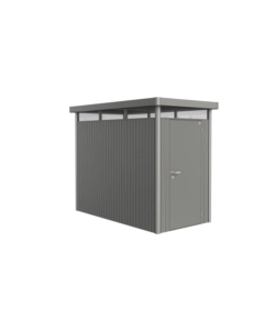 CASETTA DA GIARDINO BIOHORT "HIGHLINE HS" IN ACCIAIO ZINCATO COLORE GRIGIO QUARZO METALLIZZATO CON PORTA BATTENTE SEMPLICE 155X275X222 CM - COD. 88010