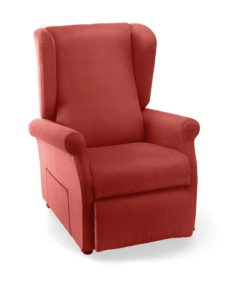 POLTRONA "LUNA" CON RECLINER E ALZATA ELETTRICA IN TESSUTO ROSSO, 75X84X107 CM
