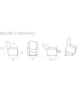 POLTRONA "LUNA" CON RECLINER E ALZATA ELETTRICA IN TESSUTO BEIGE, 75X84X107 CM