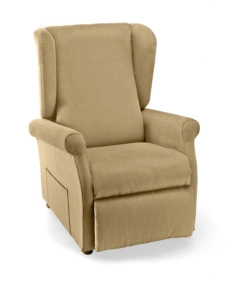 POLTRONA "LUNA" CON RECLINER E ALZATA ELETTRICA IN TESSUTO BEIGE, 75X84X107 CM