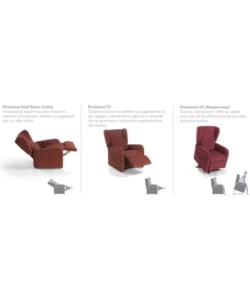POLTRONA CON RECLINER E ALZATA ELETTRICA "DEA", ROSSA, 74X92X102 CM