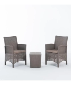SET DA GIARDINO "EVRY BALCONY" CON DUE POLTRONE E UN TAVOLINO, COLOR TAUPE