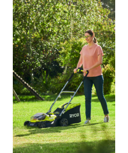TAGLIAERBA IBRIDO BATTERIA ED ELETTRICO RYOBI "RY18LMH37A-250" TAGLIO 37CM 18V, DUE BATTERIE 5AH INCLUSE