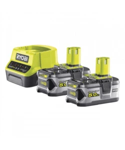 KIT CARICABATTERIE SINGOLO E DUE BATTERIE DI RICAMBIO RYOBI "RC18120-250" 18V 5AH