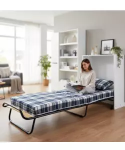 MOBILE LETTO SINGOLO ESTRAIBILE A SCOMPARSA CON RETE E MATERASSO BIANCO 80X190 CM