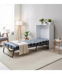 Mobile letto singolo estraibile a scomparsa con 14 doghe bianco 80x190 cm