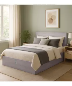Letto matrimoniale con rete e contenitore con  "Hi Box" olmo naturale 160x190 cm
