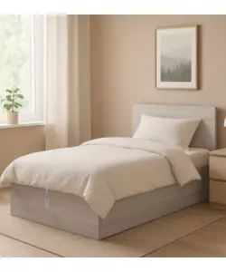 Letto una piazza e mezza con contenitore "Hi Box" olmo naturale 120x190 cm