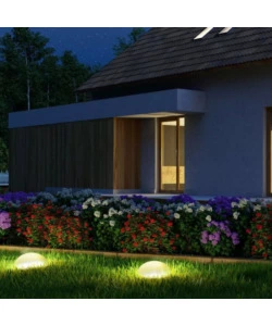 SEMI SFERA DECORATIVA DA ESTERNO LUMINOSA LED RGB RICARICABILE E CON TELECOMANDO 50X50X26 CM