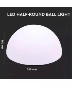 SEMI SFERA DECORATIVA DA ESTERNO LUMINOSA LED RGB RICARICABILE E CON TELECOMANDO 50X50X26 CM