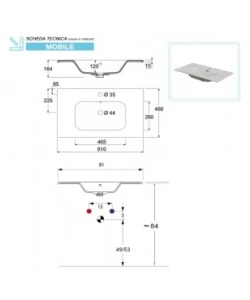 MOBILE BAGNO "MONDO" ROVERE, 82X47X85,5 CM