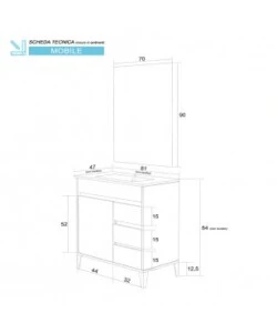 MOBILE BAGNO "MONDO" ROVERE, 82X47X85,5 CM