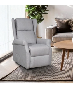 POLTRONA RELAX CON RECLINER ELETTRICO BELLAHOME "BERG" TESSUTO GRIGIO, 72,5X94X109 CM