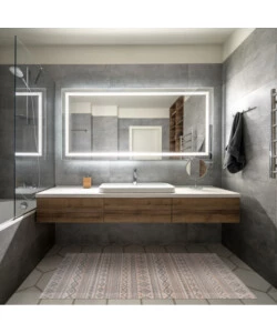 TAPPETO DA INTERNO IN BAMBOO "ETNIC BIANCO-GRIGIO", 140X200 CM